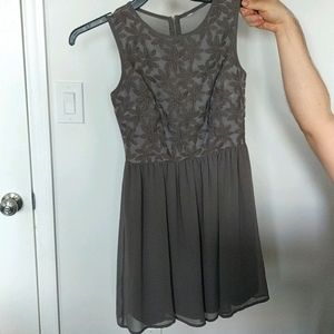 Grey dress with floral top